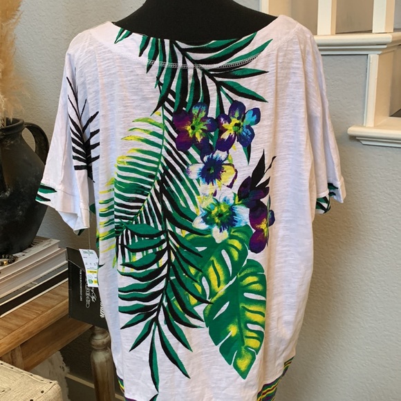 Stein Mart Multicolored Bedazzled Tropical Pattern Shirt - Picture 5 of 7